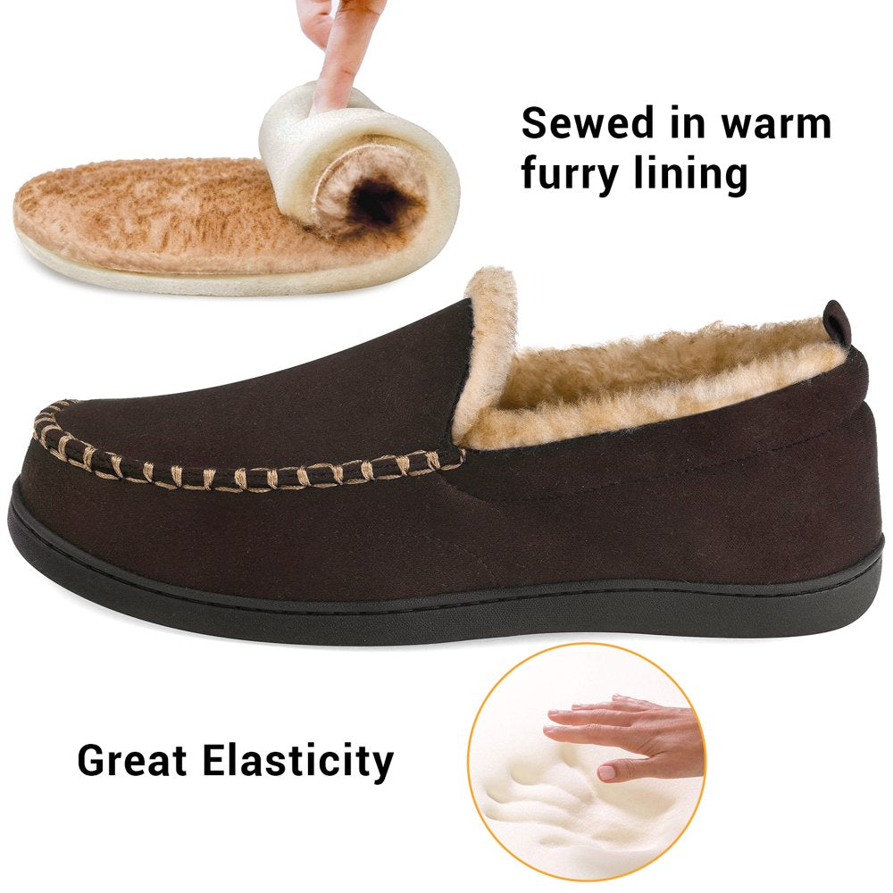 VONMAY Men's Moccasin Slippers Fuzzy Indoor Outdoor House Shoes