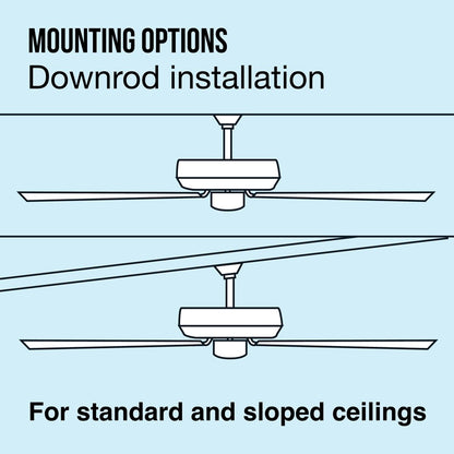 Mainstays 52 Inch Downrod Ceiling Fan with Light Kit, Satin Nickel, 5 Blades, Reverse Airflow