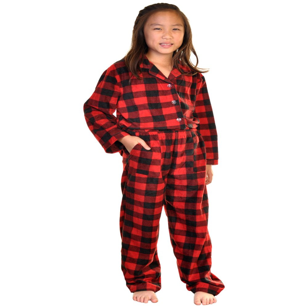 Angelina Christmas Cozy Fleece Notch Collar Pajama Set with Pockets (1-Pack)