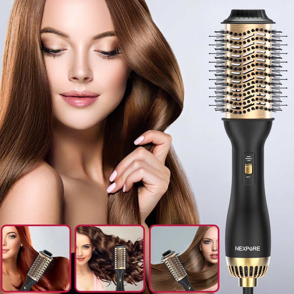 NEXPURE Hair Dryer Brush,Upgraded 4 in 1 Hair Dryer Brush Blow Dryer Brush in One with Negative Ion Anti-Frizz Ceramic Titanium Barrel Hot Air Brush Hair Straightener Brush