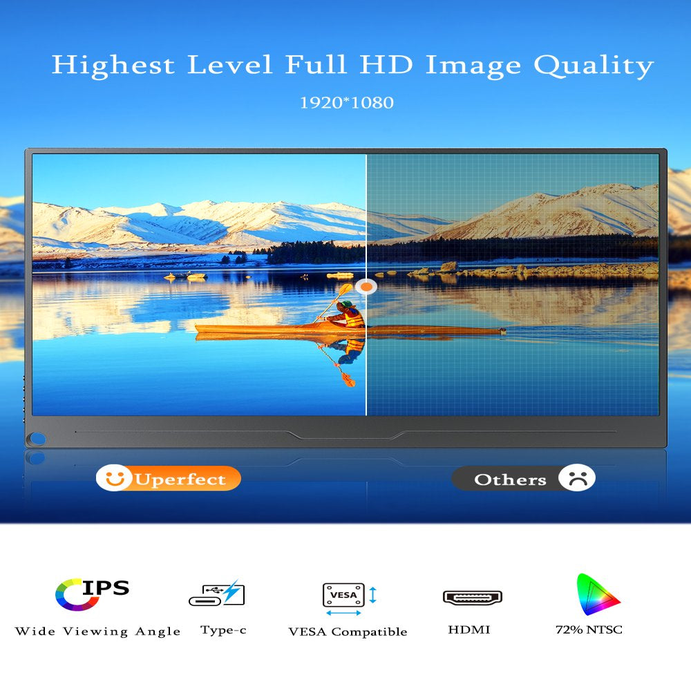 Portable Monitor Zero Frame, 15.6" Ultra Slim 1080P FHD 100% sRGB Display IPS Monitor, Plug&Play Second External Monitor for Laptop PC Phone Mac Xbox PS5