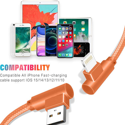 iPhone Charger Cable [MFI Certified], 3 Packs 6FT 90 Degree USB Lightning Cable Nylon Braided Fast Charging Cord