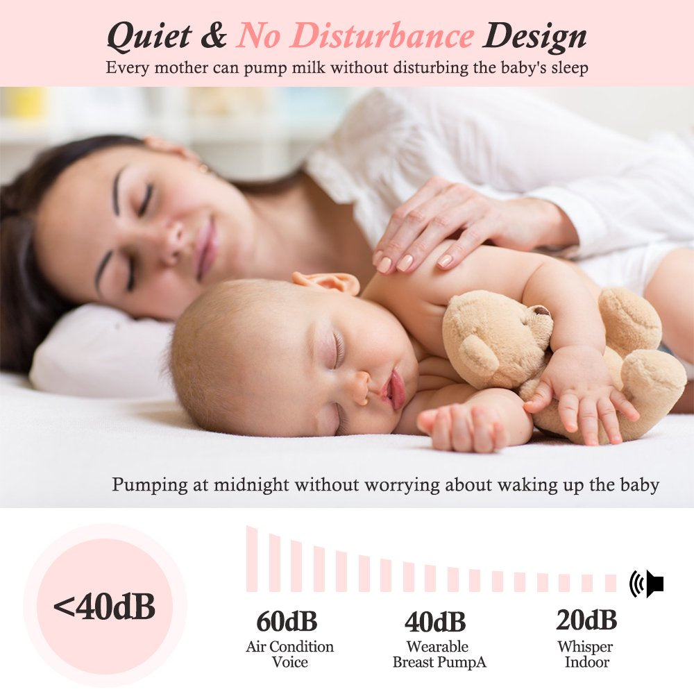 Double Electric Breast Pump, Rechargeable Portable Dual Breastfeeding Pump Anti-Backflow with Milk Collect Function Strong Suction 3 Modes 9 Levels, Pink