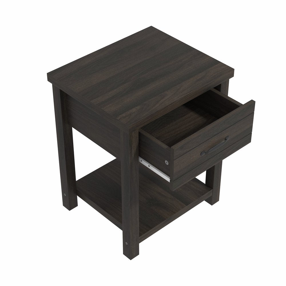 Hillsdale Lancaster Farmhouse 1 Drawer Nightstand, Set of 2, Dark Espresso