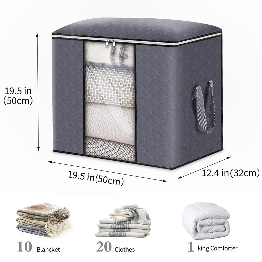 6pcs Clothes Storage Bags 90L Closet Organizer Blanket Storage 3 Layer Fabric with Zipper Waterproof Extra Large Capacity Bedding Storage 19*19*14 inches