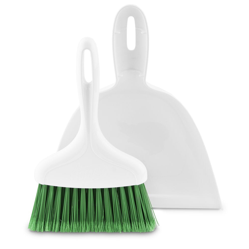 Libman Green and White Polypropylene & PET Dust Pan with Whisk Broom Set