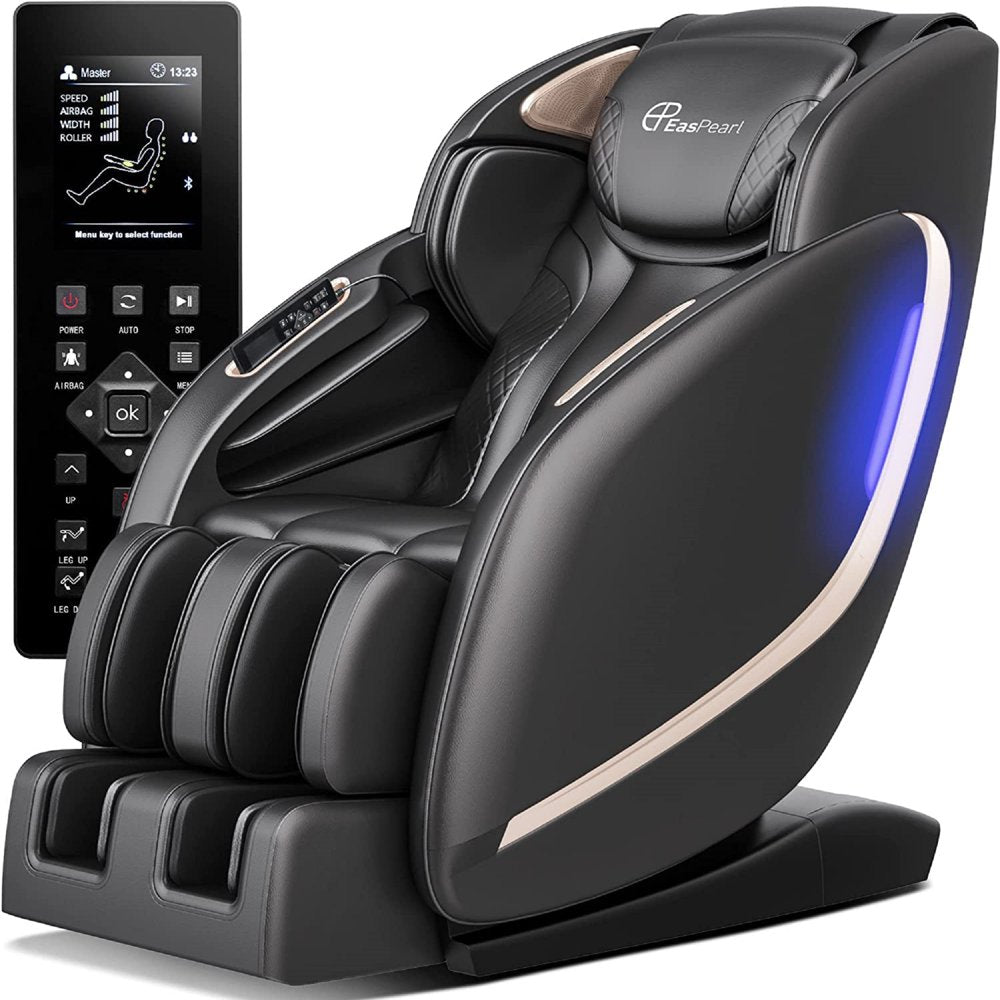 Easpearl 2023 4D Full Body Massage Chair Zero Gravity Shiatsu Recliner with Heat Thai Stretch Black