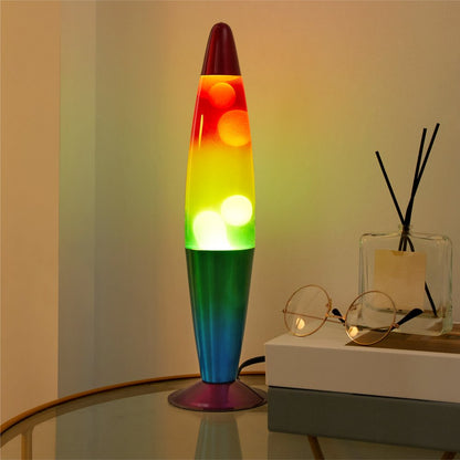 Urban Shop, 16" Rainbow Lava Motion Volcano Lamp, White Wax, Rainbow Painted Metal Base, LED