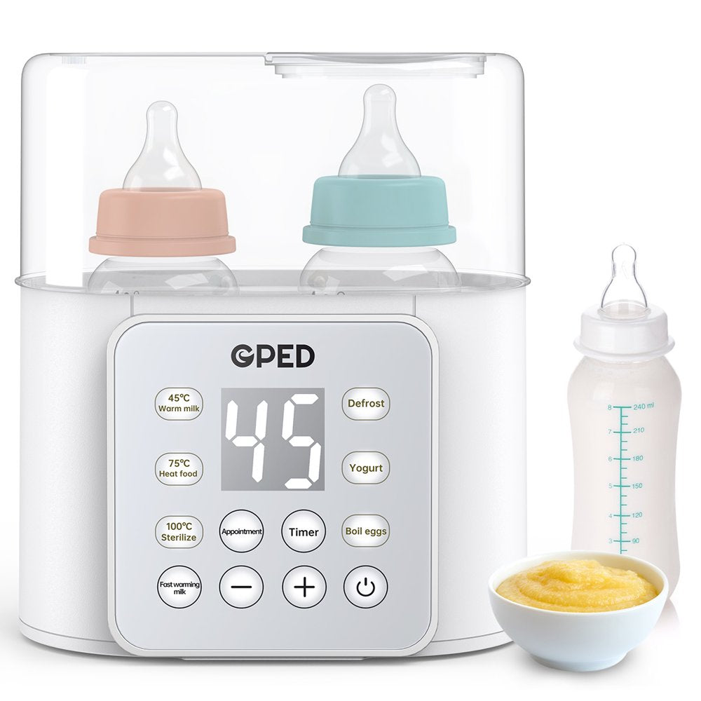 Baby Bottle Warmer, 9-in-1 Fast Food Heater & Defrost, Double Bottle Warmer with Appointment &Timer, 24H Accurate Temperature Control for Breastmilk & Formula BPA-Free/LCD Display