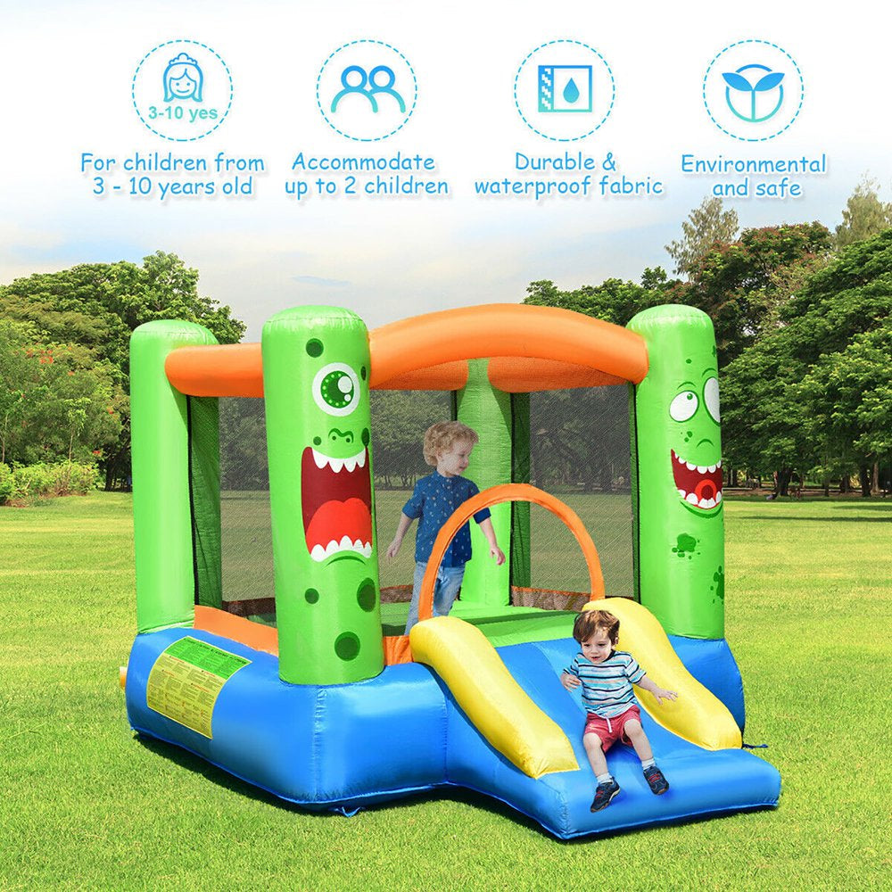 Costway Kids Playing Inflatable Bounce House Jumping Castle Game Fun Slider 480W Blower