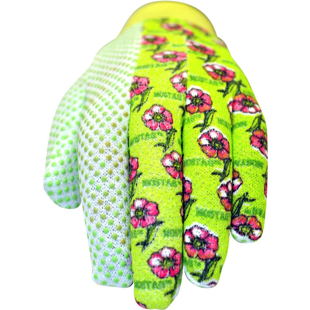 G & F Soft Jersey Garden Gloves, 3 Pairs, Green/Pink/Blue, Women