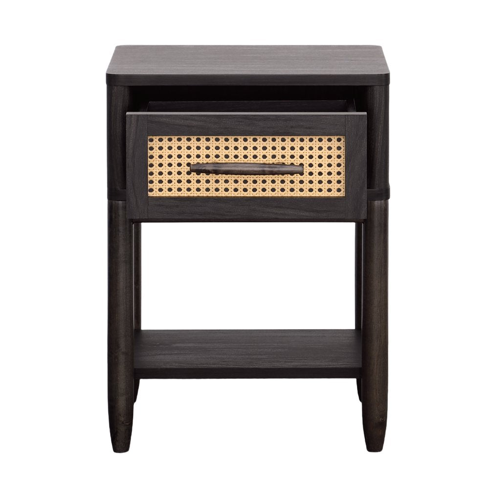 Better Homes & Gardens Springwood Caning Night Stand, Charcoal Finish