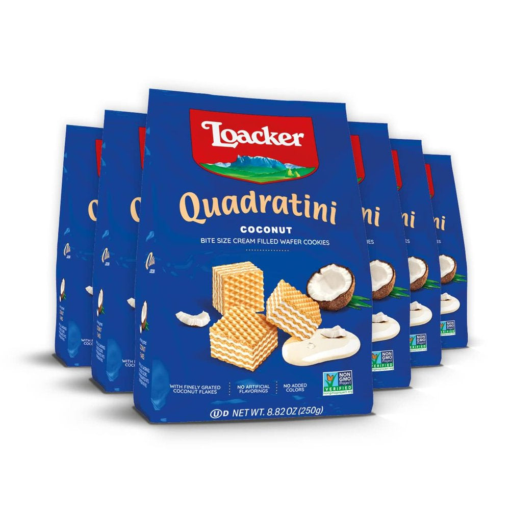 Quadratini Hazelnut, NON-GMO Bite-size Wafer Cookie, 8.82 oz, pack of 6