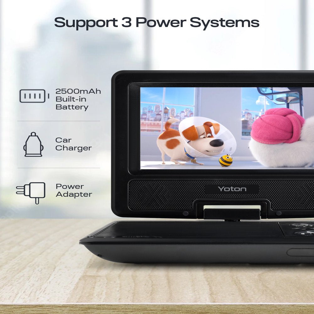 7.5'' Portable DVD Player with Swivel Screen for Car Support USB & SD Cards 4-6 Hours Internal Battery, Gift for Kids