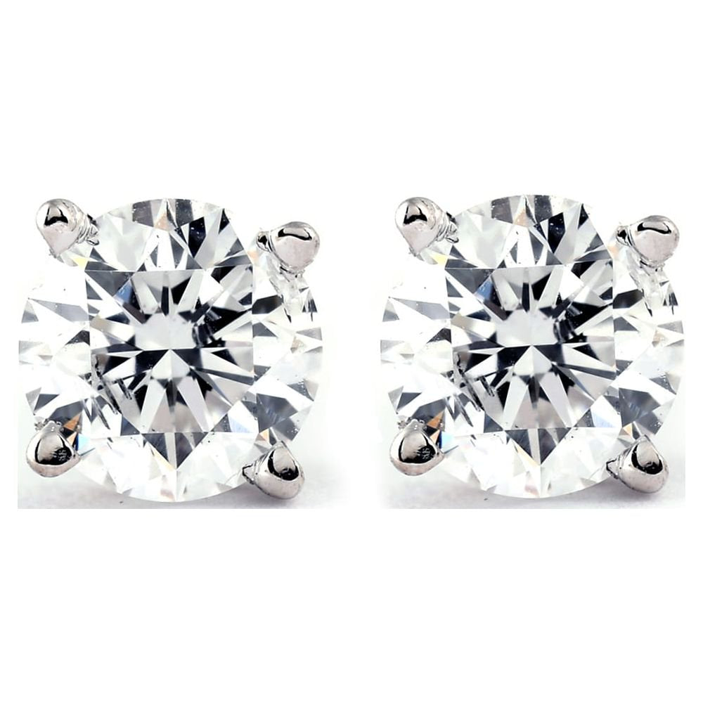 Pompeii3 1/4 Carat Genuine Diamond Stud Earrings in 14k White Gold (I2-I3 Clarity, IJ Color)