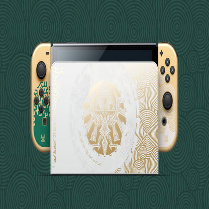 2023 Nintendo Switch OLED Zelda Limited Edition 6 in 1 Collection, Green & Gold Joy-Con 64GB Console, Hylian Themed Dock, The Legend of Zelda BOTW and TOTK, 3 Mytrix Accessories - JP Version