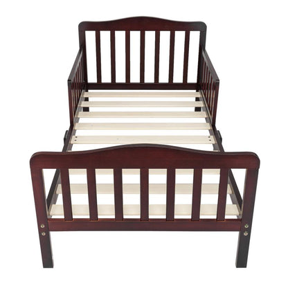 Ktaxon Baby Toddler Bed Solid Wood Bedroom Furniture with Safety Rails Espresso