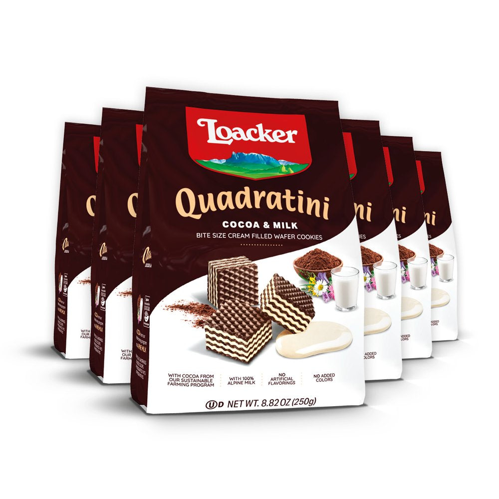 Quadratini Hazelnut, NON-GMO Bite-size Wafer Cookie, 8.82 oz, pack of 6