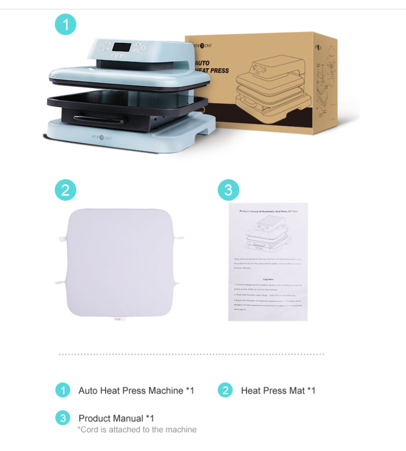 HTVRONT 1500W 15"x15" Auto Heat Press Machine for Transfer Vinyl & Sublimation Project