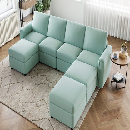 LINSY HOME Modular Couches and Sofas Sectional with Storage Sectional Sofa U Shaped Sectional Couch with Reversible Chaises, Teal