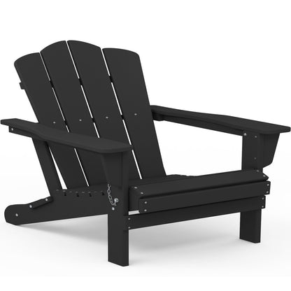 Outdoor Patio Folding HDPE Resin Adirondack Chair, Black