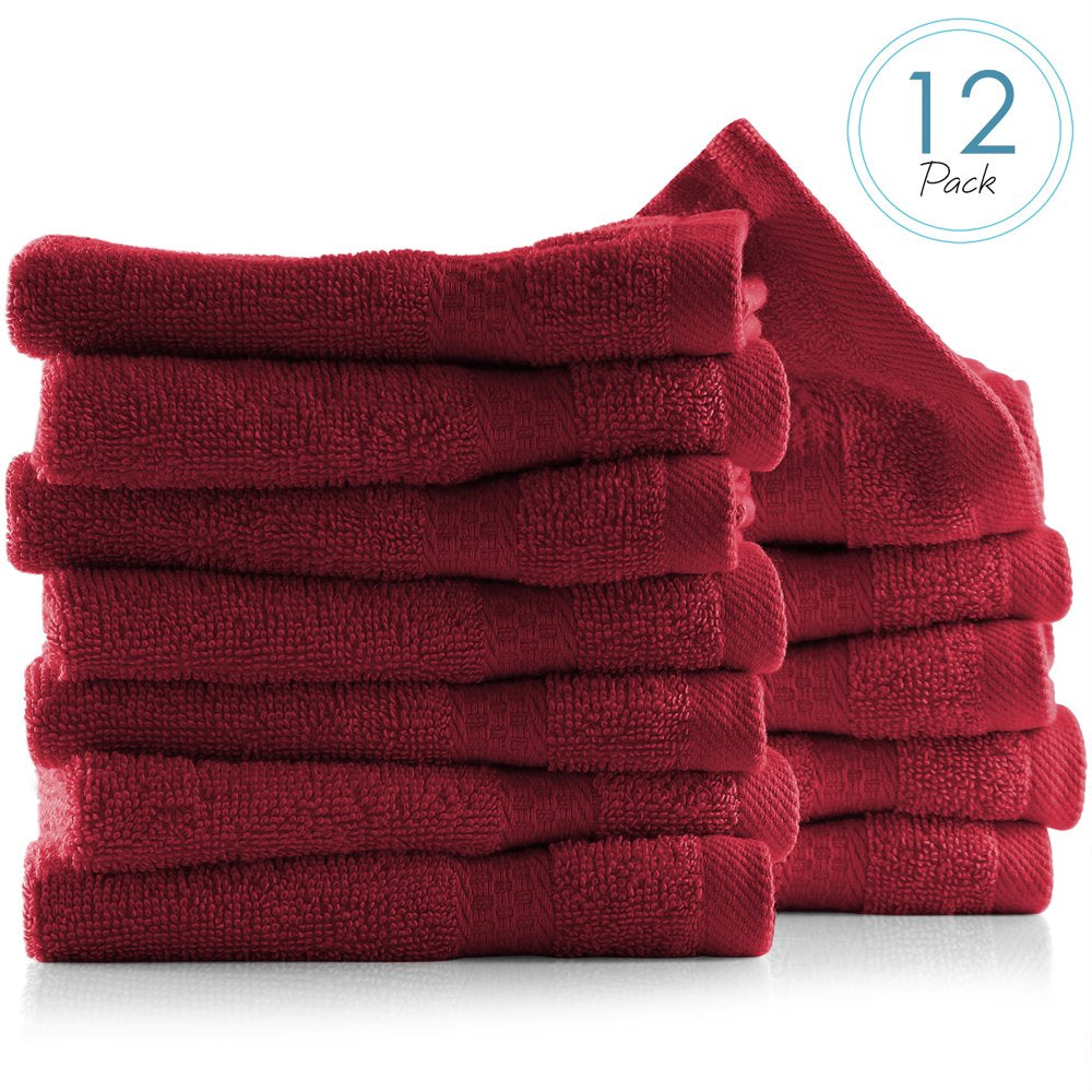  Bath Towel Collection, 100% Cotton Luxury Set of 12 Multipurpose Wash Cloths - Cream