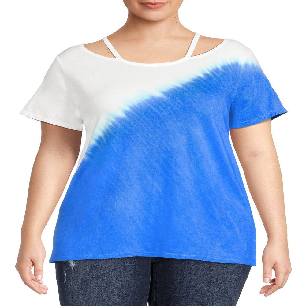  Women's Plus Size Cut Out Neck Short Sleeve Top