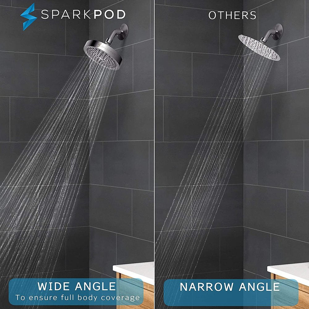 SparkPod 6” Shower Head High Pressure Rain Luxury Modern Chrome Look