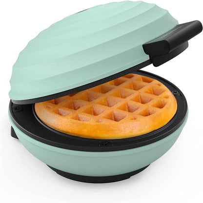 CROWNFUL Mini Waffle Maker Machine, 4 Inches Portable Small Compact Design, Non-Stick, Black