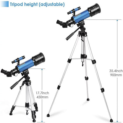 TELMU Telescope, 70mm Aperture 400mm AZ Mount Astronomical Refracting