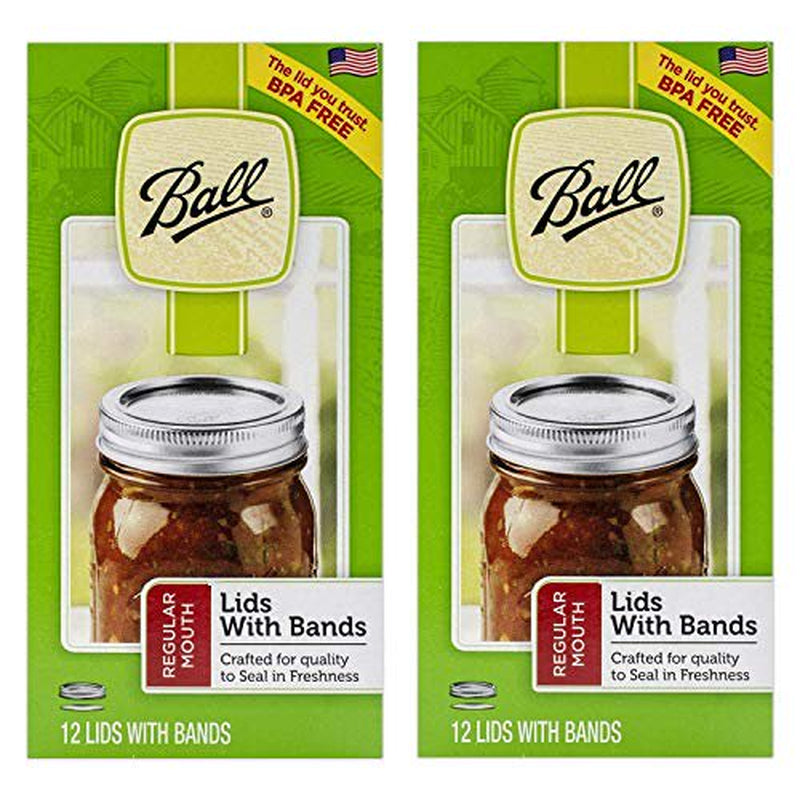 Mason Jar Regular Mouth Lids and Bands (2-Pack of 12)