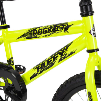 Huffy 18 in. Rock It Kids Bike for Boys Ages 4 and up, Child, Neon Powder Yellow