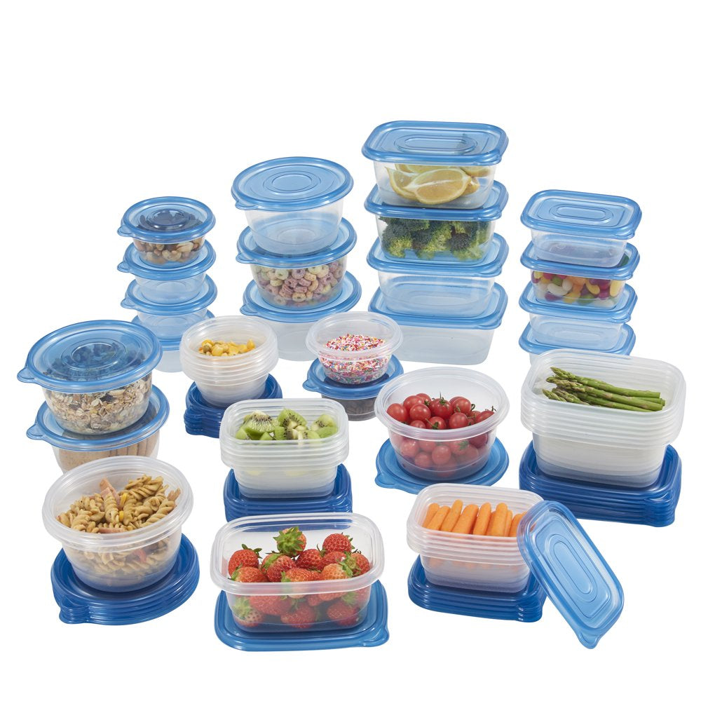  92 Piece Food Storage Variety Value Set, Blue Lids