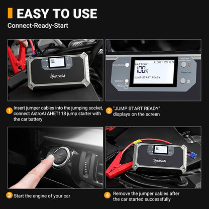 Jump Starter, Car Portable Battery Lithium Jump Starter, Power Bank with Jumper Cable, Powerful 2000A 12V, for Gift