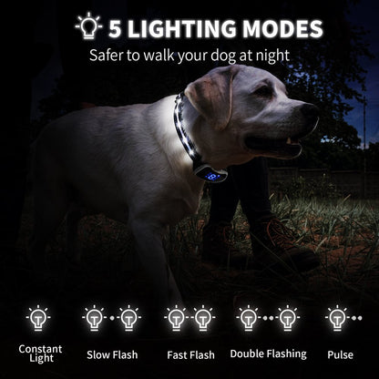 Dog Bark Collar - Anti Barking Collar with LED Light, Beep, Vibration & Safe Shock, White