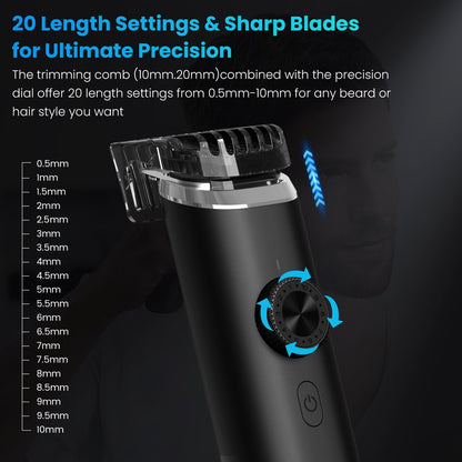  Men's Beard Trimmer,Hair Clippers, Waterproof Electric Nose Haircut Mustache Body Trimmer Cordless Foil Shaver Grooming Kit,Usb Rechargeable and LED Display Home Travel,Black