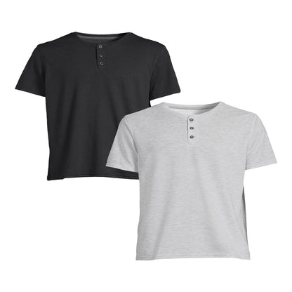 George Men'S Henley Tee with Short Sleeves, 2-Pack