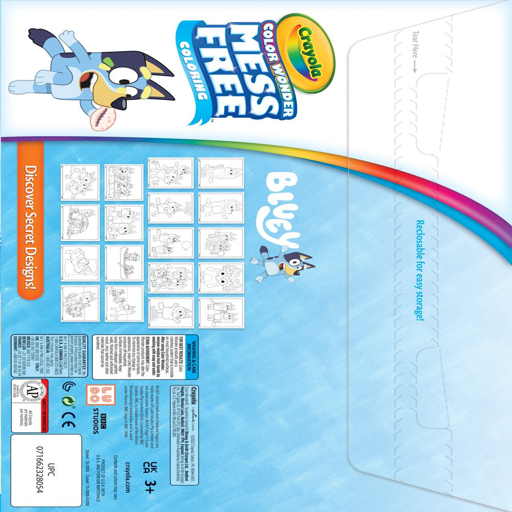 Crayola Color Wonder Mess Free Bluey Coloring Set, 18 Pages, Gifts for Beginner Unisex Child