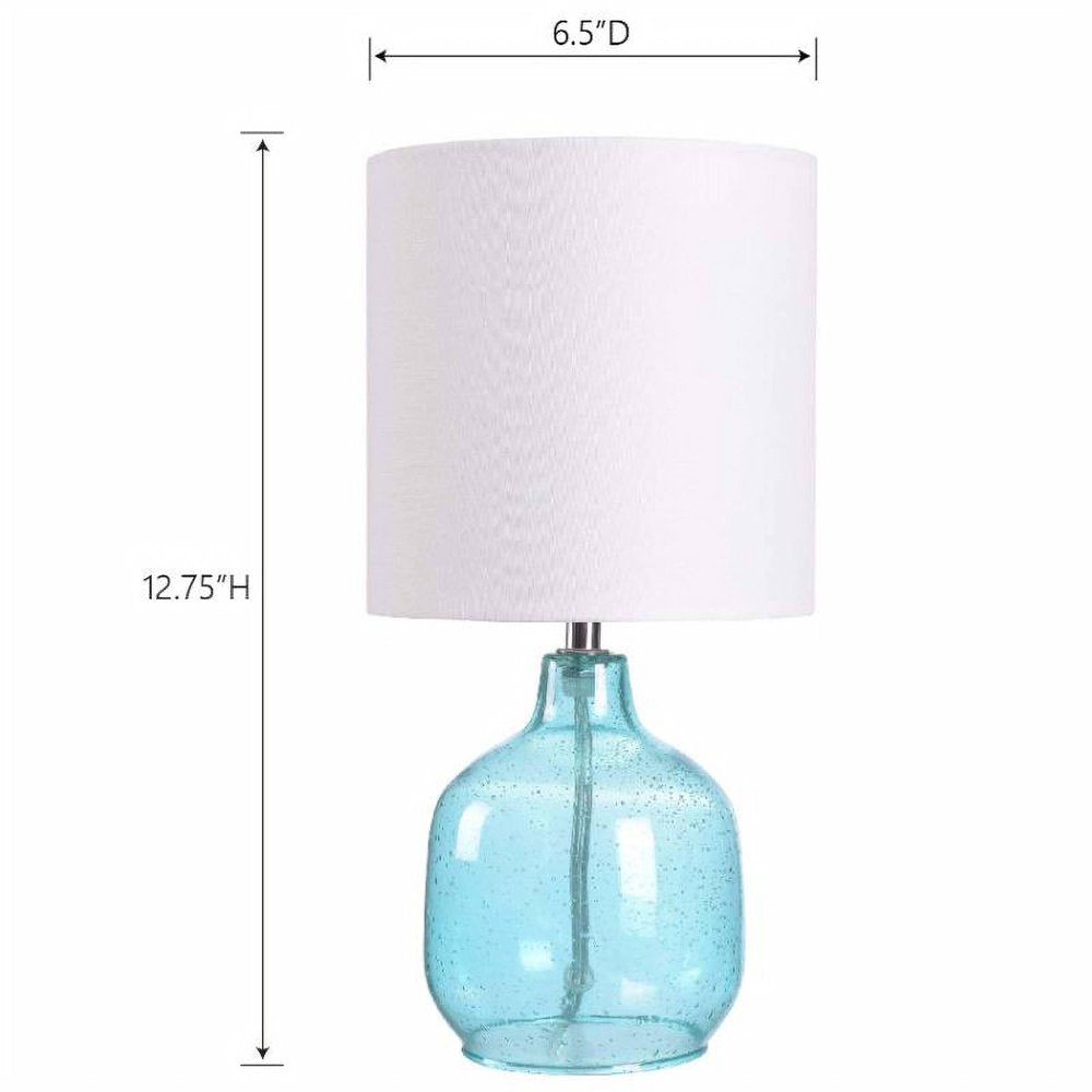  Mini Aqua Glass Table Lamp with Shade 12.75"H-Bubble Glass Finish