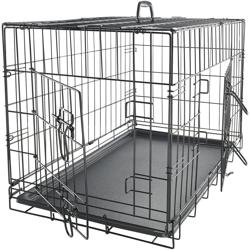 Paws & Pals Heavy Duty Foldable Double Door Dog Crate with Divider and Removable Tray (36-inch) (Medium)