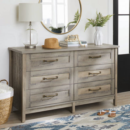 Better Homes & Gardens Modern Farmhouse 6 - Drawer Dresser, Rustic White Finish