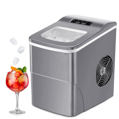  Ice Maker Countertop, 9Pcs/8Mins, 26Lbs/24H, Portable Ice Cube Maker with Scoop and Basket, for Party/Home/Office - (Red)