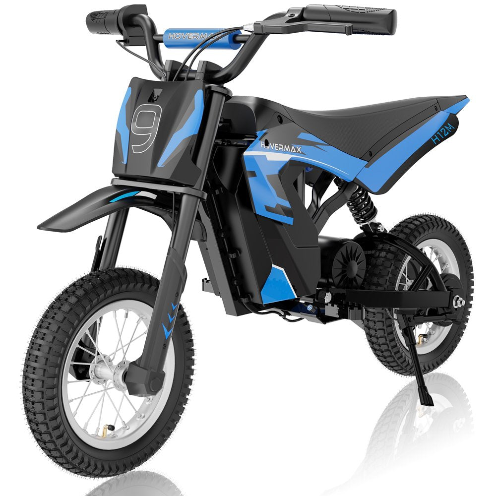 HOVERMAX H12M 24V Electric Dirt Bike, 300W Electric Motorcycle 12.5MPH Max Speed, Ride On Toys motocross for Kids Teens, Blue