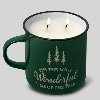 Mainstays Reusable 13oz HoHoHo Mug Scented Candle, Happy Holly Days