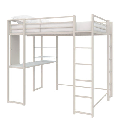 Teen Novogratz Hunter Full Size Metal Loft Bed with Desk, White