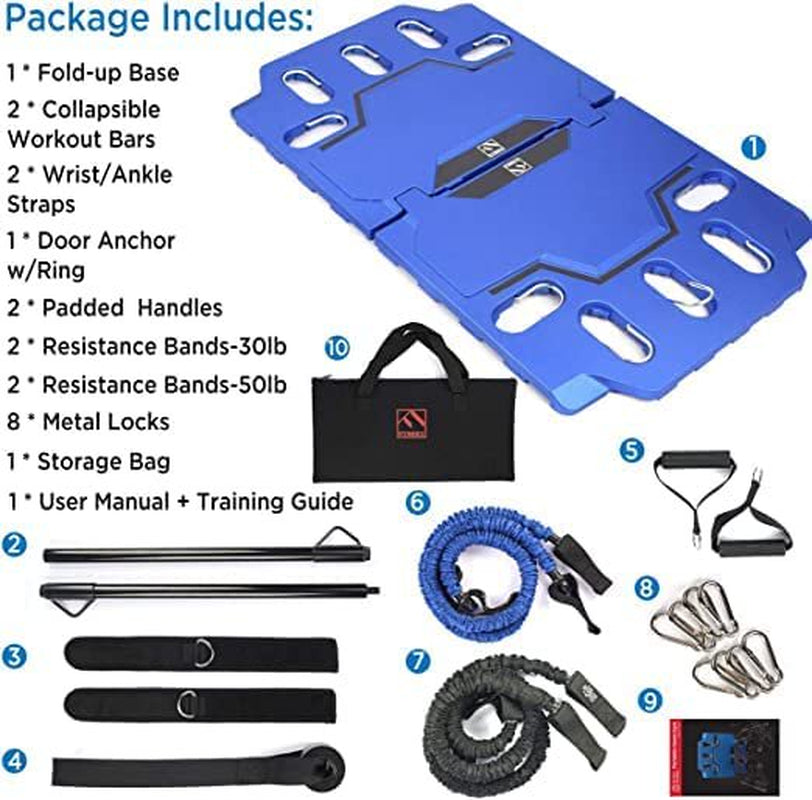  Portable Home Gym - Exercise Equipment with Resistance Bands Bar, Muscle Build Workout Equipment, Full-Body Fitness Equipment