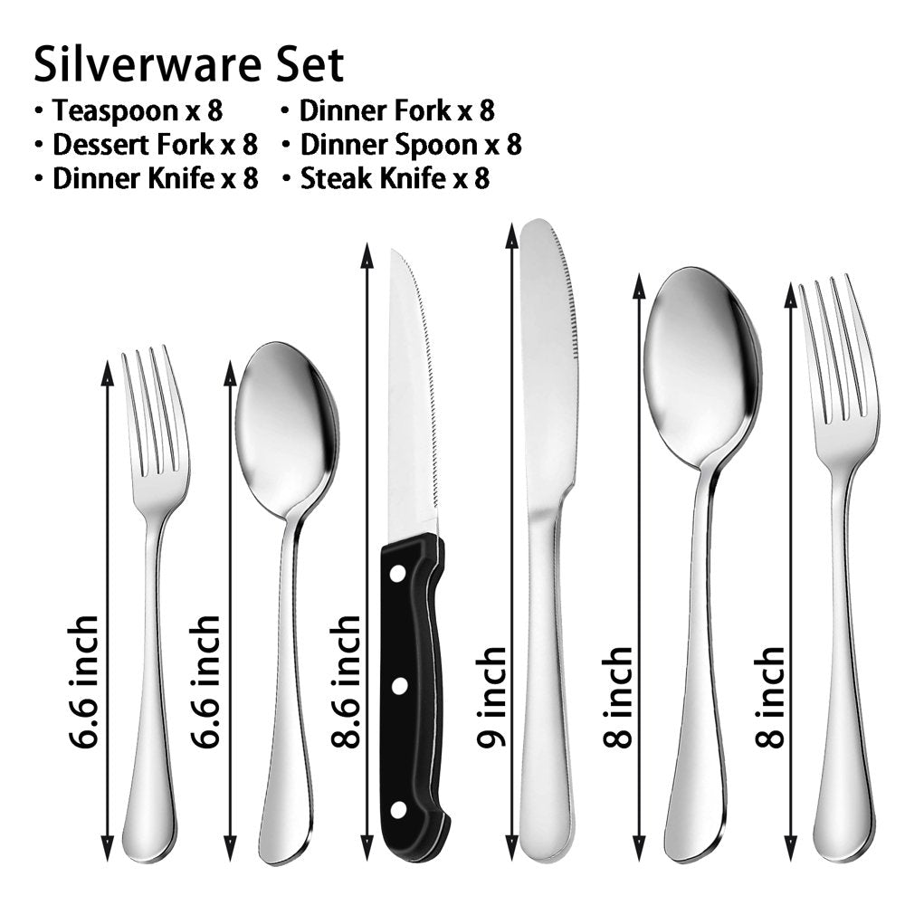 48-Pieces Silverware Set Stainless Steel Flatware Cutlery Utensil Set Spoons