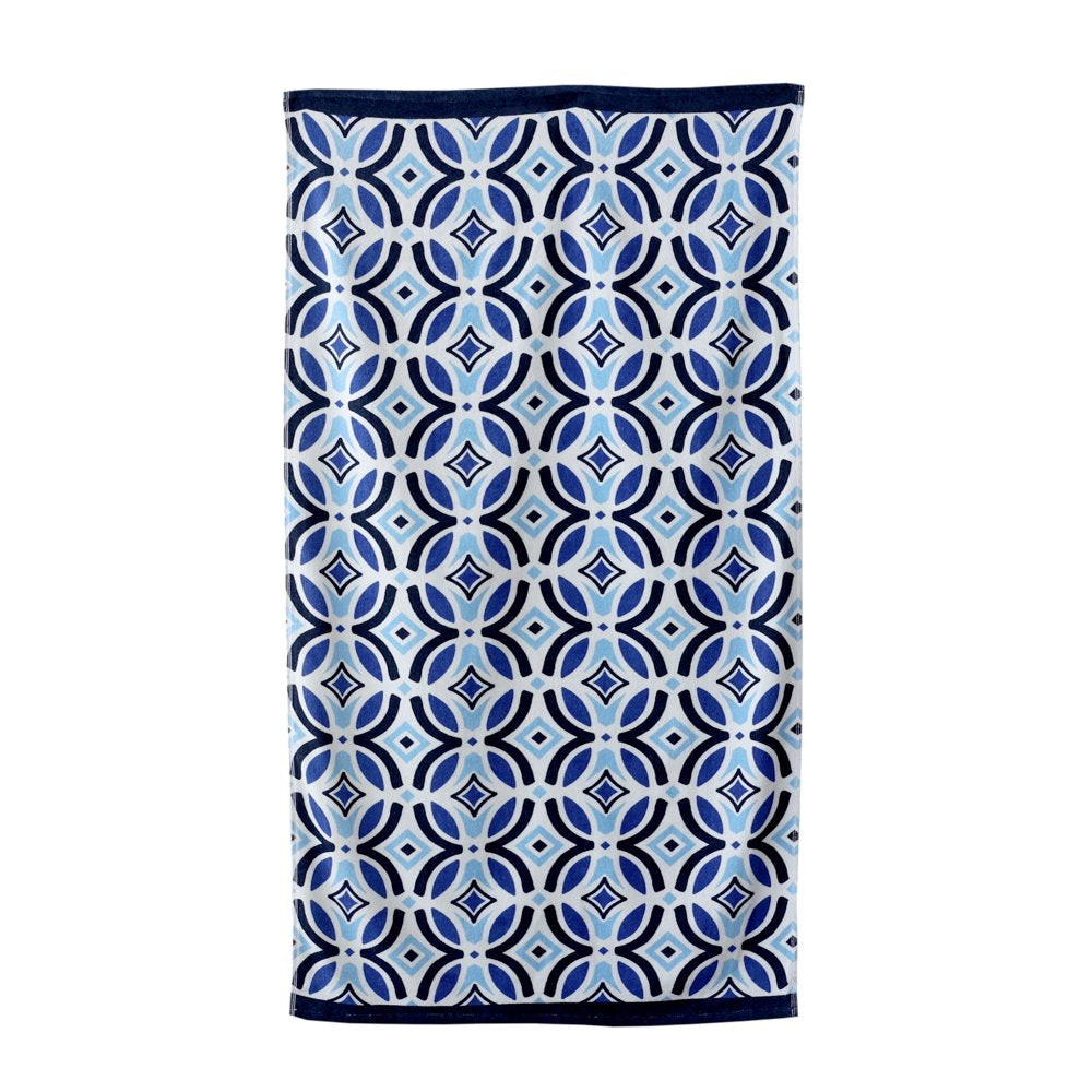 Mainstays Velour Beach Towel, Blue Wavy, Multi-Color , 28X60