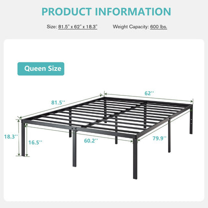 Amolife Heavy Duty Queen Size Metal Platform Bed Frame with 16.5'' Large Under Bed Storage Space