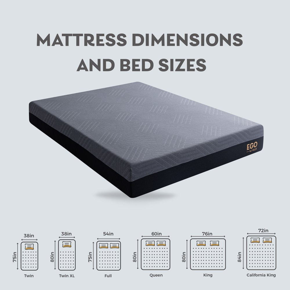 MLILY Ego Black 10 inch Gel Memory Foam Mattress, Twin Mattress in a Box, Medium